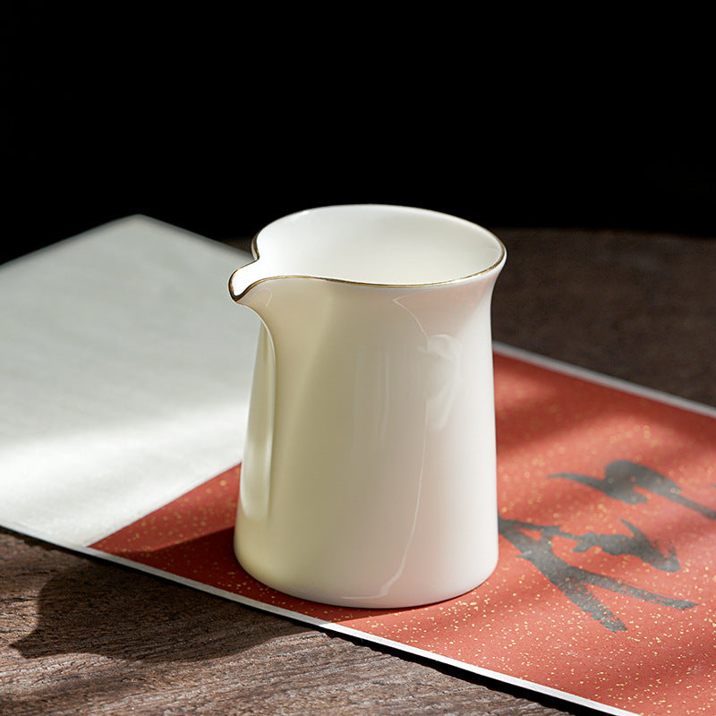 Handmade Suet-Jade Porcelain KungFu Tea Fairness Pitcher