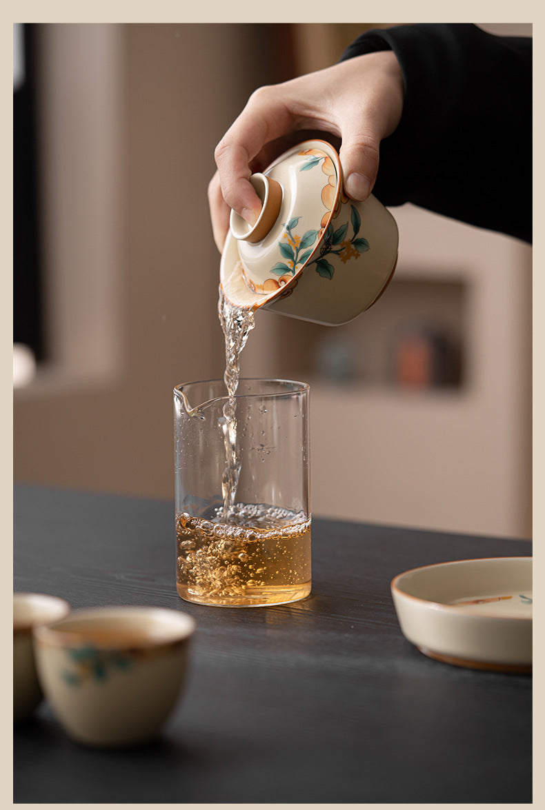 Handmade Premium Ru Ware Ceramic Gaiwan Heat-Resistant Brewing Bowl (SET)