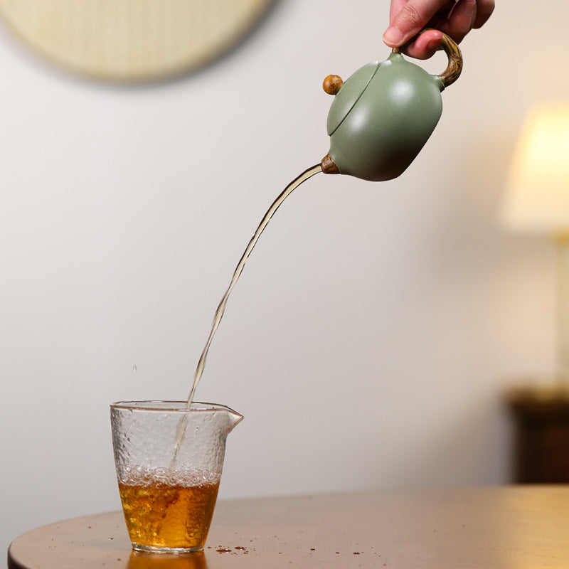 Premiumn Handmade PeaGreen Zisha Purple Clay (Raw Ore) Tea Pot