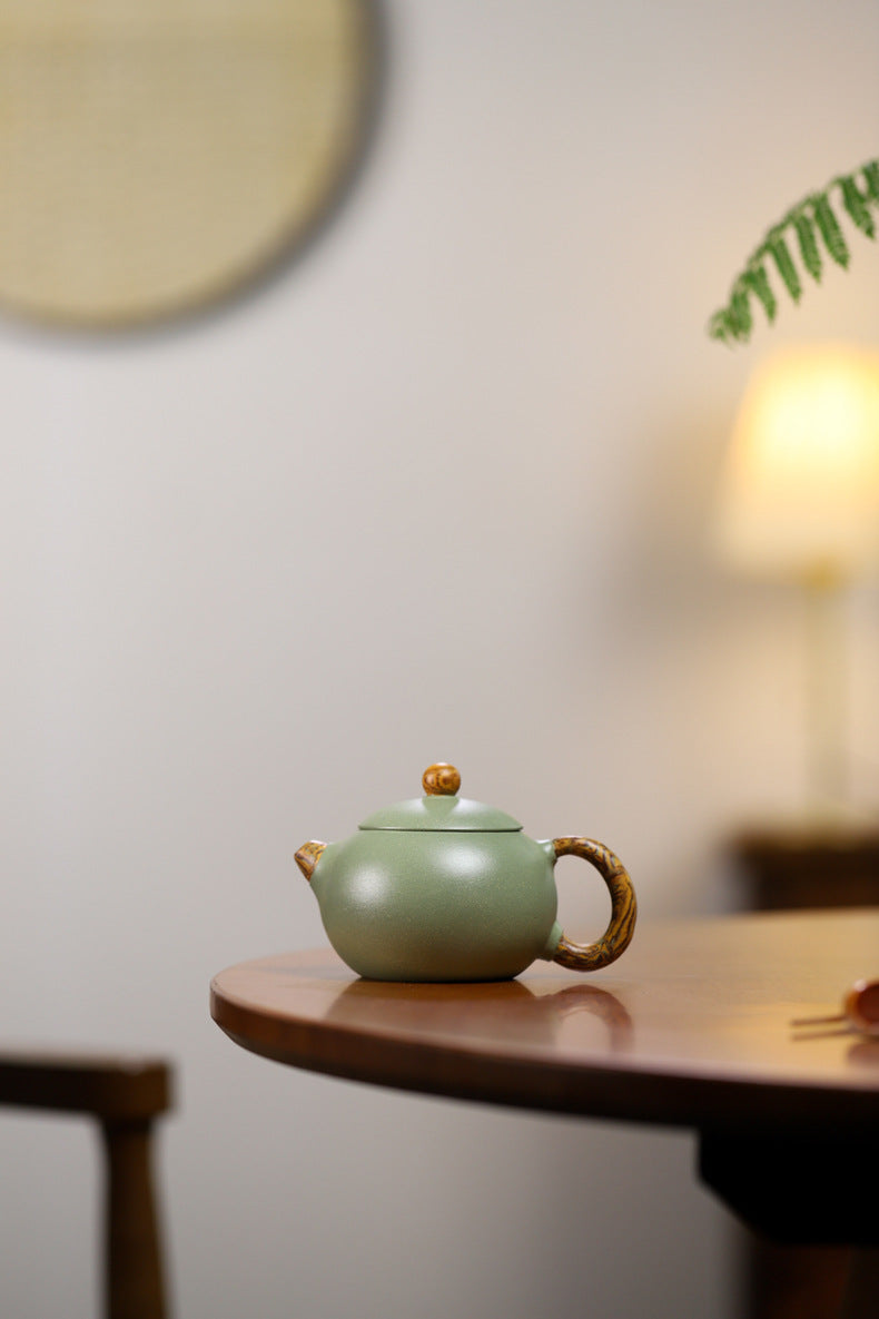 Premiumn Handmade PeaGreen Zisha Purple Clay (Raw Ore) Tea Pot
