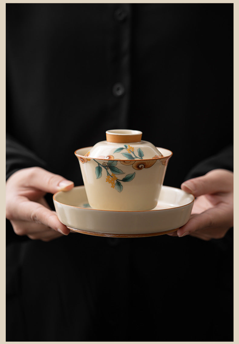 Handmade Premium Ru Ware Ceramic Gaiwan Heat-Resistant Brewing Bowl (SET)