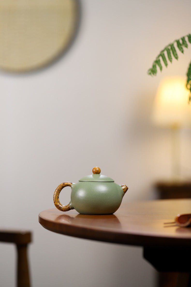 Premiumn Handmade PeaGreen Zisha Purple Clay (Raw Ore) Tea Pot