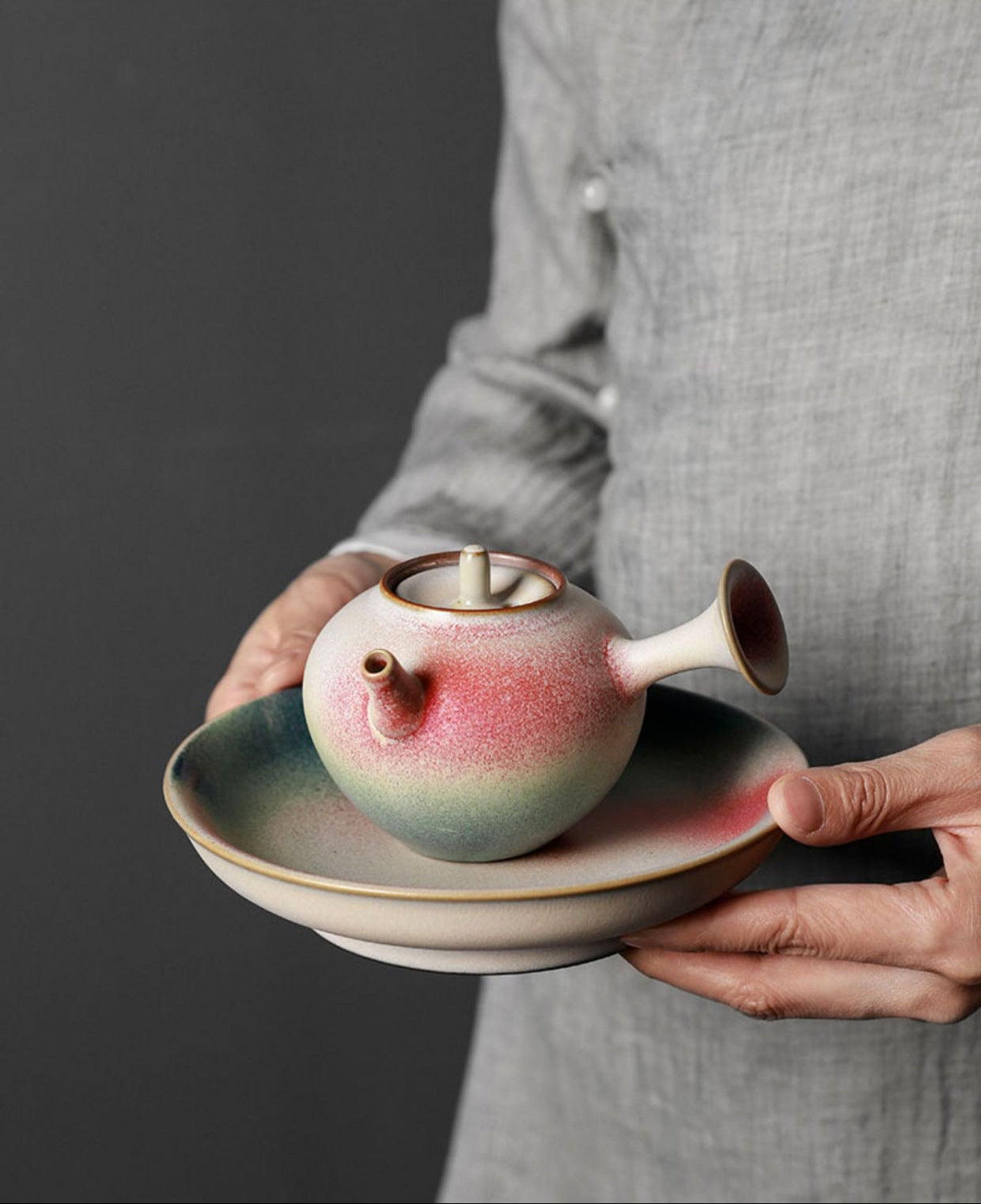 Modern Japanese-Style Side-Handle Coarse Pottery Ceramic KungFu Teapot