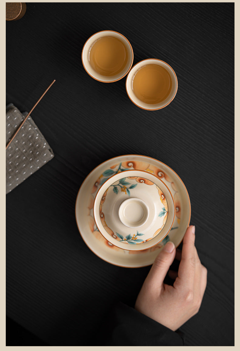 Handmade Premium Ru Ware Ceramic Gaiwan Heat-Resistant Brewing Bowl (SET)