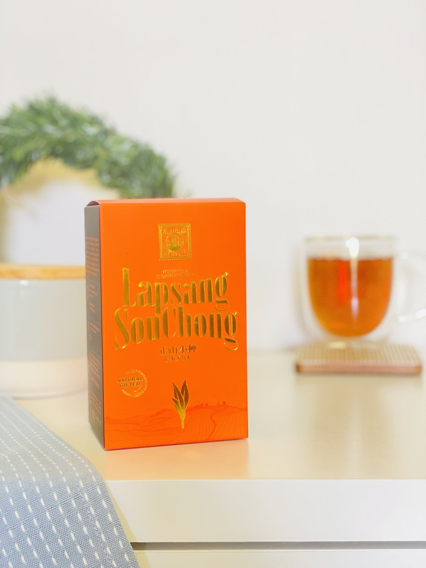 Premium Whole leaf blacktea Lapsang Souchong, single box of 10 pack, fornightly supply for home and work, great gift idea
